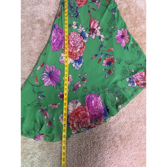 Roz & Ali Green One Shoulder Dress Sz 4 Asymmetrical Floral Spring Summer E110 - Picture 12 of 13